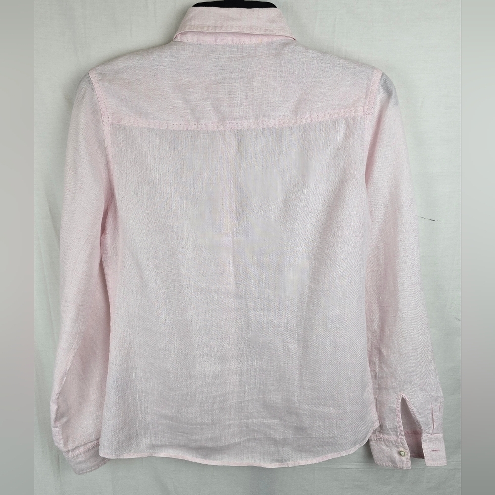 J. McLaughlin Pink Linen Long Sleeve Button Up Shirt Sz 4 - Picture 5 of 9